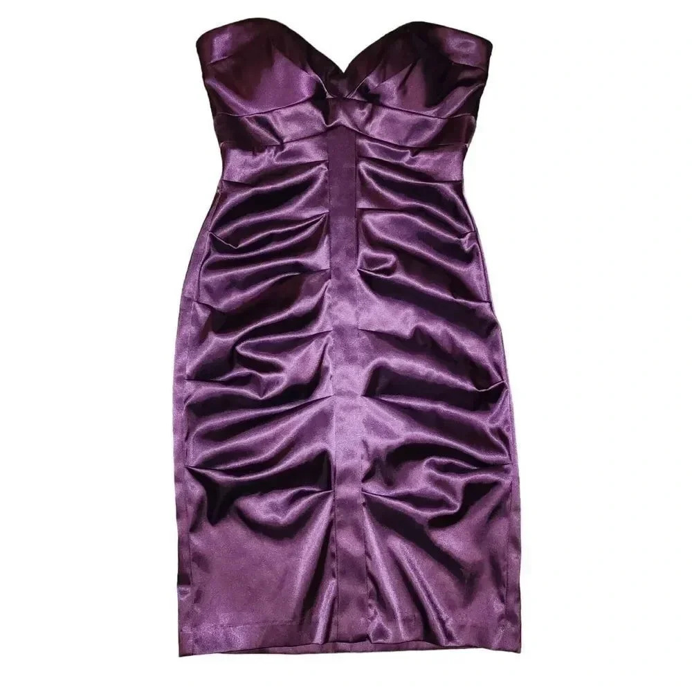 Like New Blondie Nites By Linda Bernell Bodycon Dress Sz 3 Purple Polyester Silk